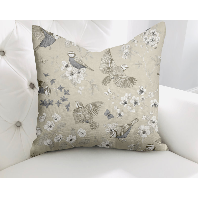 Cotton Reversible Throw Pillow, Beige, 15W" x 15H"