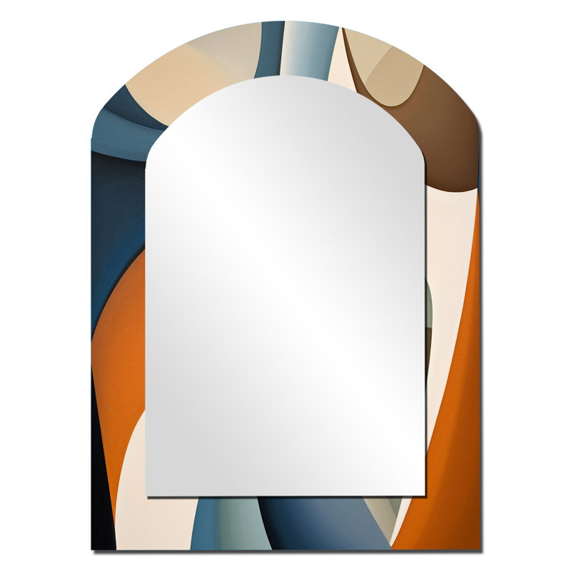 Miroir mural bleu et orange symétrique, 34 po x 25 po