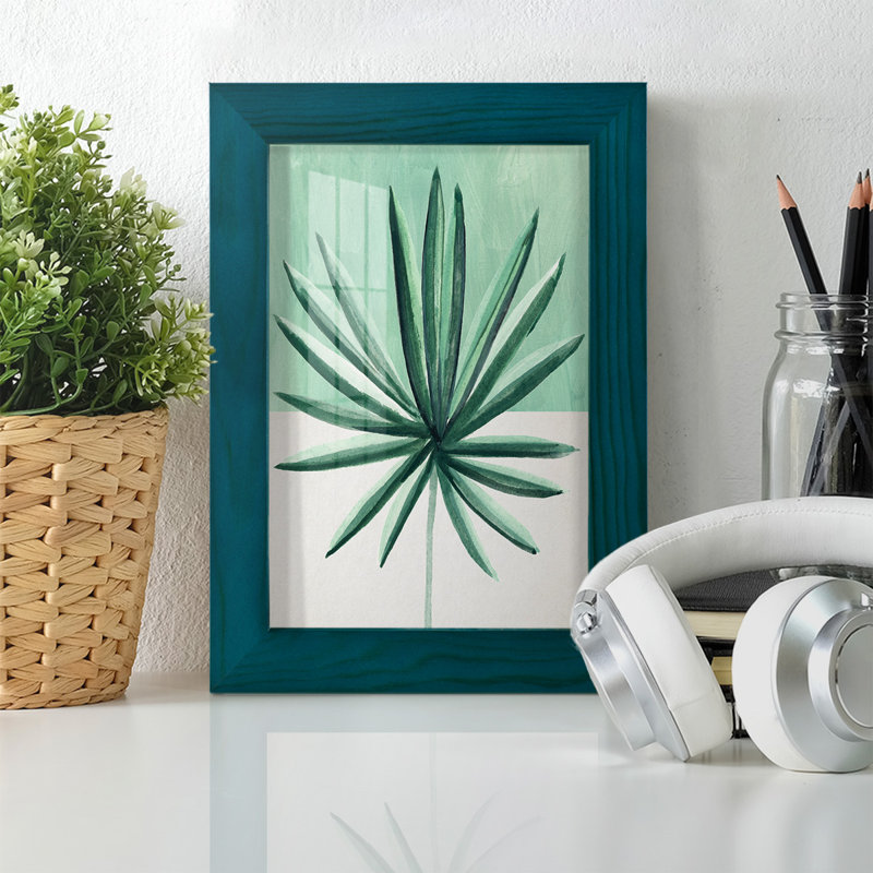 Verging Palm IV - Impression encadrée avec verre, H 6 po x l 4 po x P 1 po, Bleu