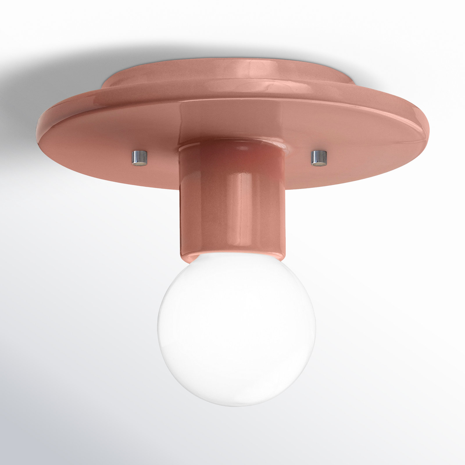 8" Single Light Flush Mount, Gloss Blush
