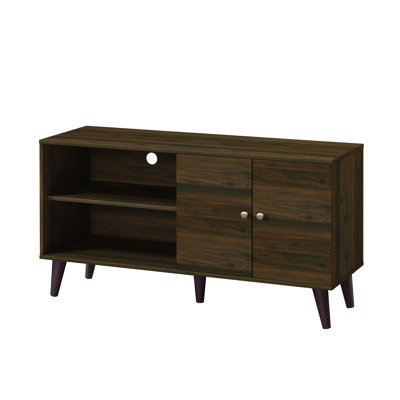 Meuble télé en bois noyer, pour téléviseurs de 50 à 59 po, avec tablettes de rangement et meuble en noyer, pour 50 à 59 po