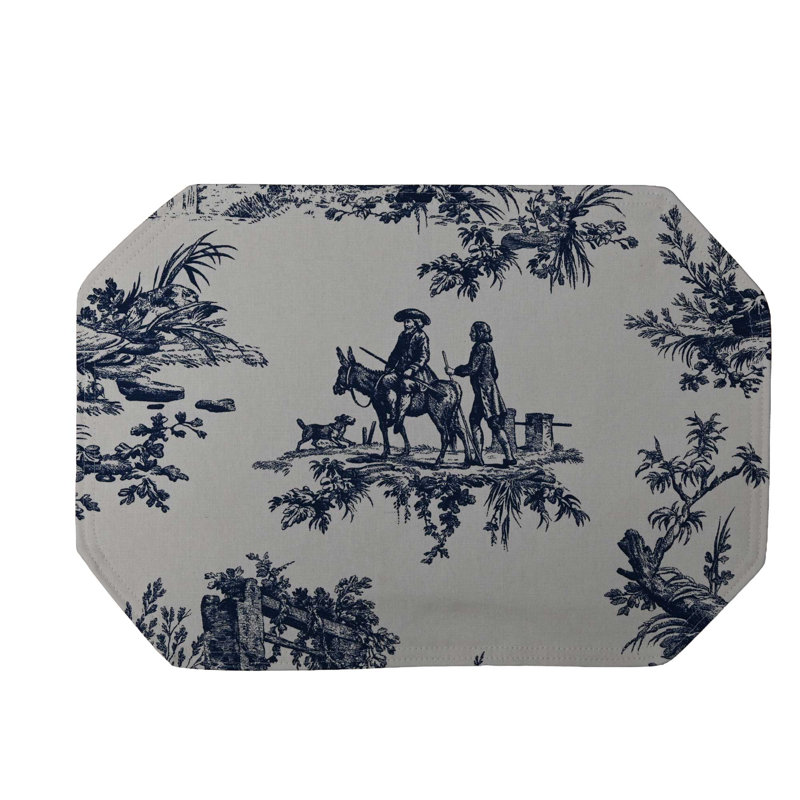 Napperon en coton 17 po, Bleu/crème