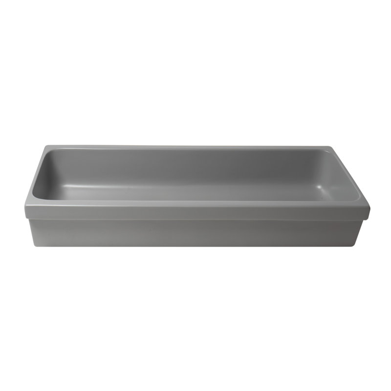 Alfi Brand 48" Fireclay Rectangular Semi-Recessed Vessel Bathroom Sink, Matte Gray