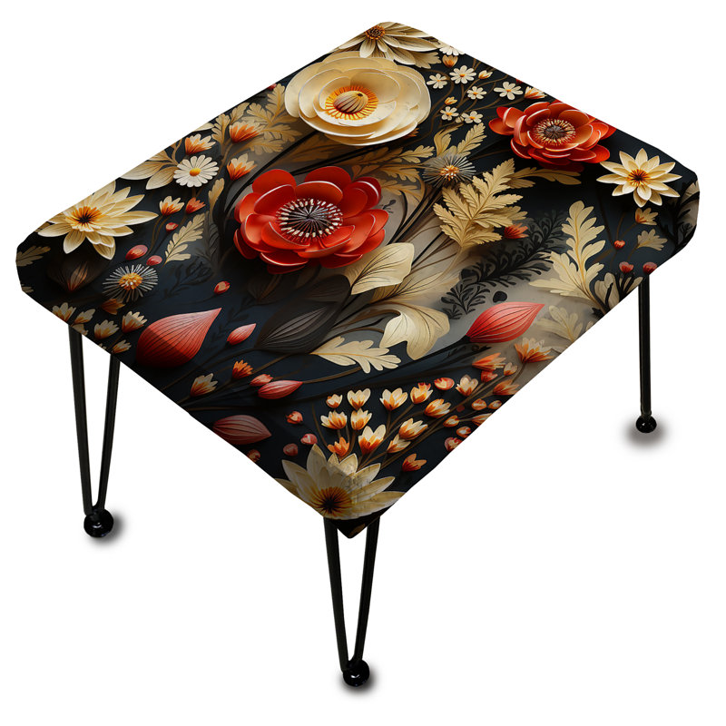 Cottage Floral Autumn Collage I - Floral Rectangle Ottoman