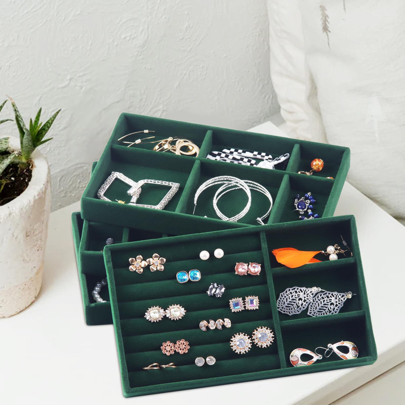 Ensemble de 8 plateaux empilables, organisateurs de bijoux empilables