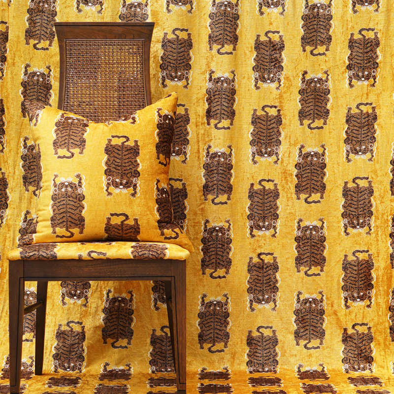 Le Tibetan in Gold Velvet Fabric