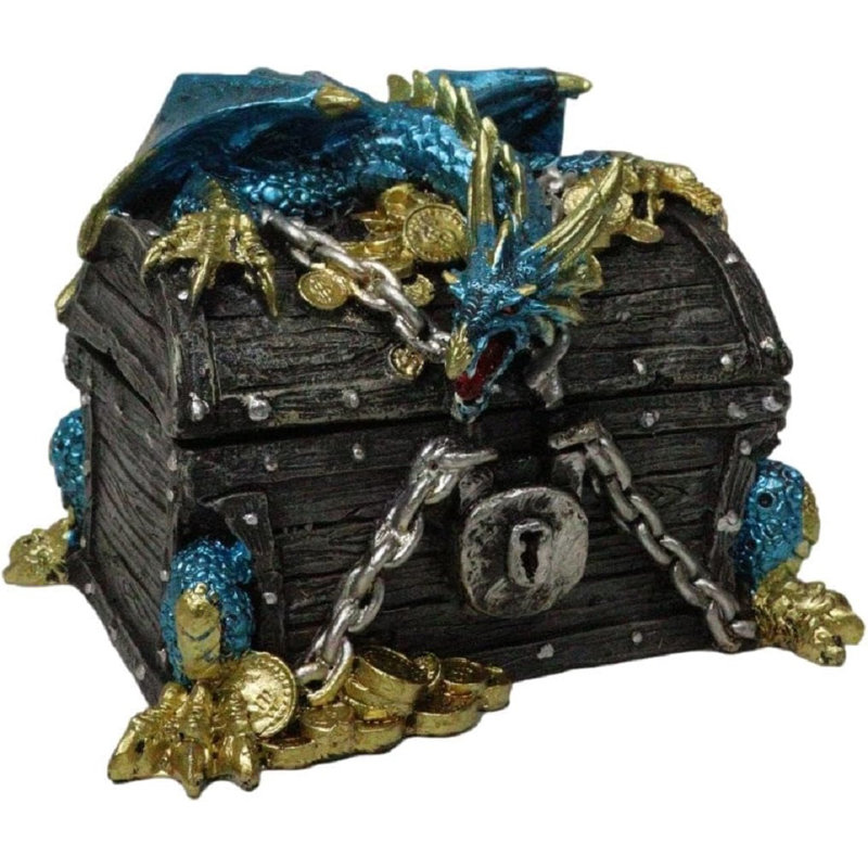 Figurine décorative de boîte à bijoux enchaînée à un coffre au trésor