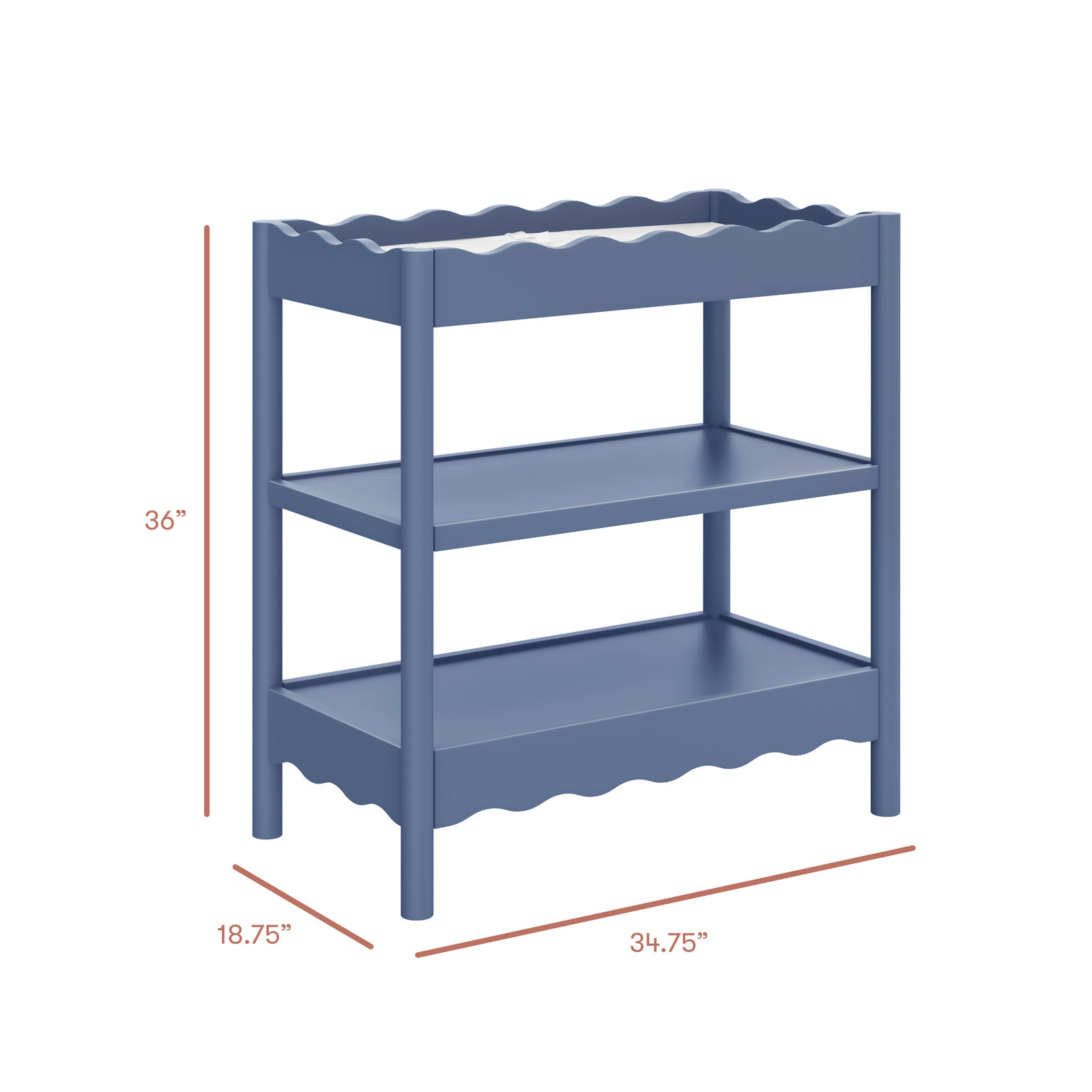Swell Solid Wood Changing Table, Blue