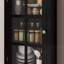 Armoire de rangement haute avec porte vitrée et 2 tiroirs, buffet autoportant étroit avec tablettes réglables pour un rangement polyvalent