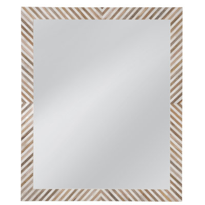 Karl Wall Mirror with Cream & Wood Resin Herringbone Frame – Boho Coastal