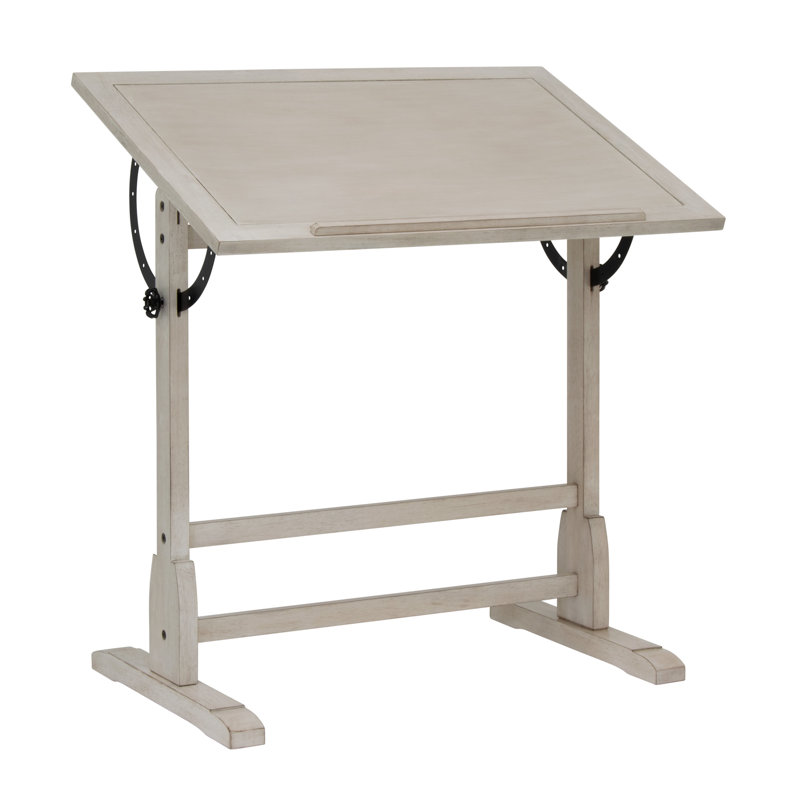 Table à dessin Gumesindo, H 36 po x l 36 po x P 24 po, Blanc bord de mer délavé