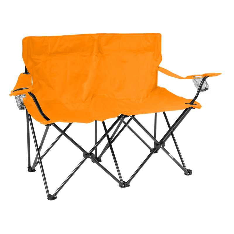 Orange Double Camping Chair with Cushions and Steel Frame
