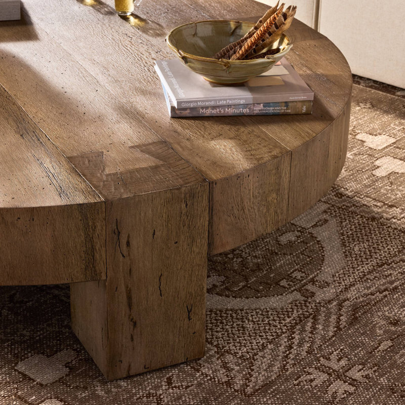 Abaso Round Coffee Table-Rustic Wormwood Oak, Rustic Wormwood Oak, 15" H x 55" W x 55" D
