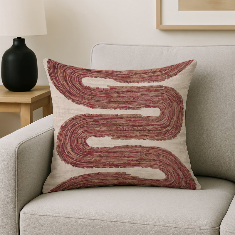 Coussin décoratif intérieur et extérieur Modern, Brun abstrait 10, Carré 20 po