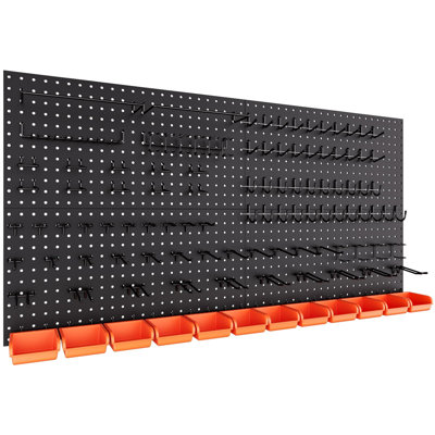 Ensemble de panneau perforé métallique 48 x 24 pouces avec crochets et accessoires de 6,35 mm (1/4 po).