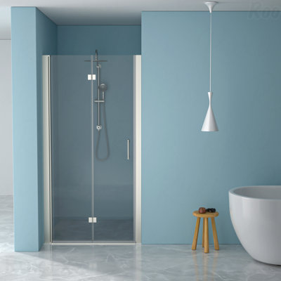 30"W X 72"H Fold Frameless Design Shower Door With Tempered Glass