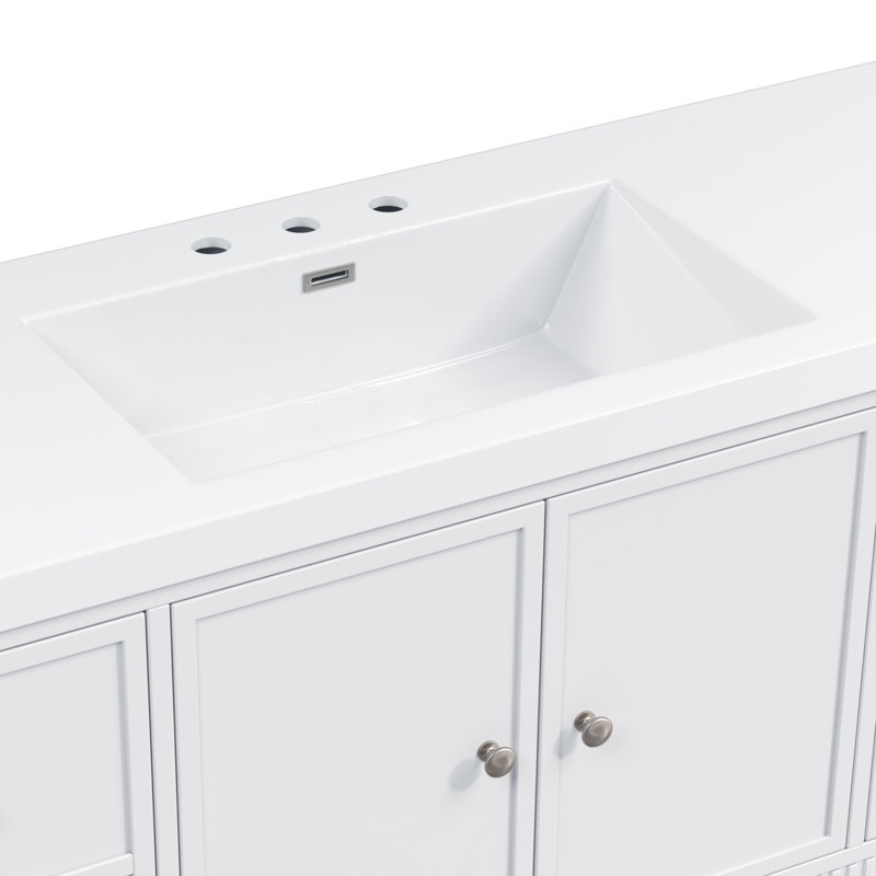 60" Single Bathroom Vanity, White/Chrome