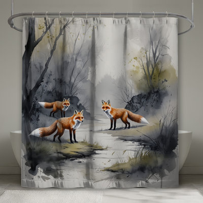 Rideaux de douche Three Foxes In Forest