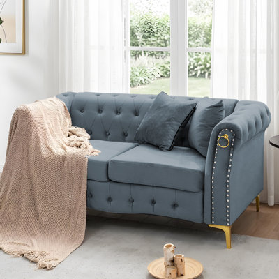 64.1'' Luxurious Embrace Velvet Loveseat with Tufted Design