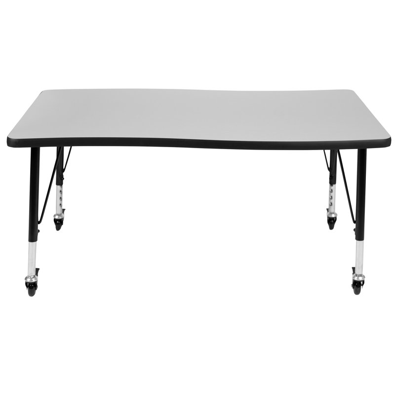 WaveEdge 28" x 47.5" Grey Laminate Mobile Adjustable Activity Table