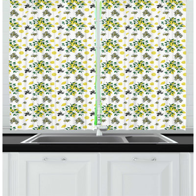 Pastel Yellow/Green Kitchen Curtain