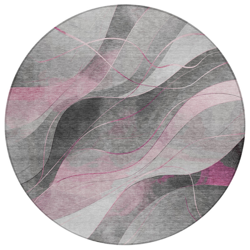Aelien Pink Washable Indoor-Outdoor Rug - LOOMLAN, 8' x 8'