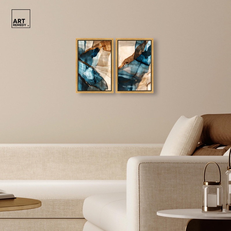 Décoration murale Boho Glitch Aesthetic Harmony Duo par Art Remedy, cadre doré, 10 x 15, H 16 po x l 11 po, Encadrement doré