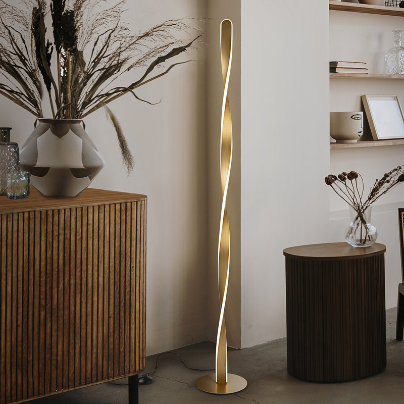 Darnesha 150cm LED Column Floor Lamp, Brushed Gold
