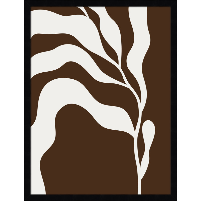 Retro Matisse Inspired Abstract Botanical 2 Brown, Black, 25" H x 19" W x 1" D