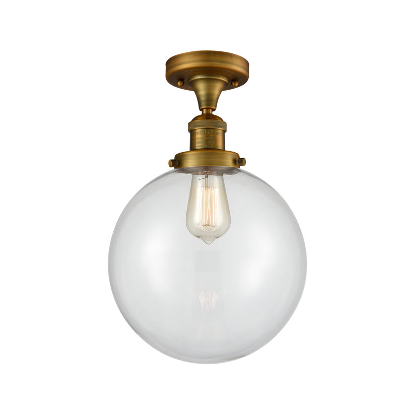 Plafonnier semi-encastré 10 po Zarmayr, Transparent, Ampoule DEL 6 watts Vinage, Laiton brossé