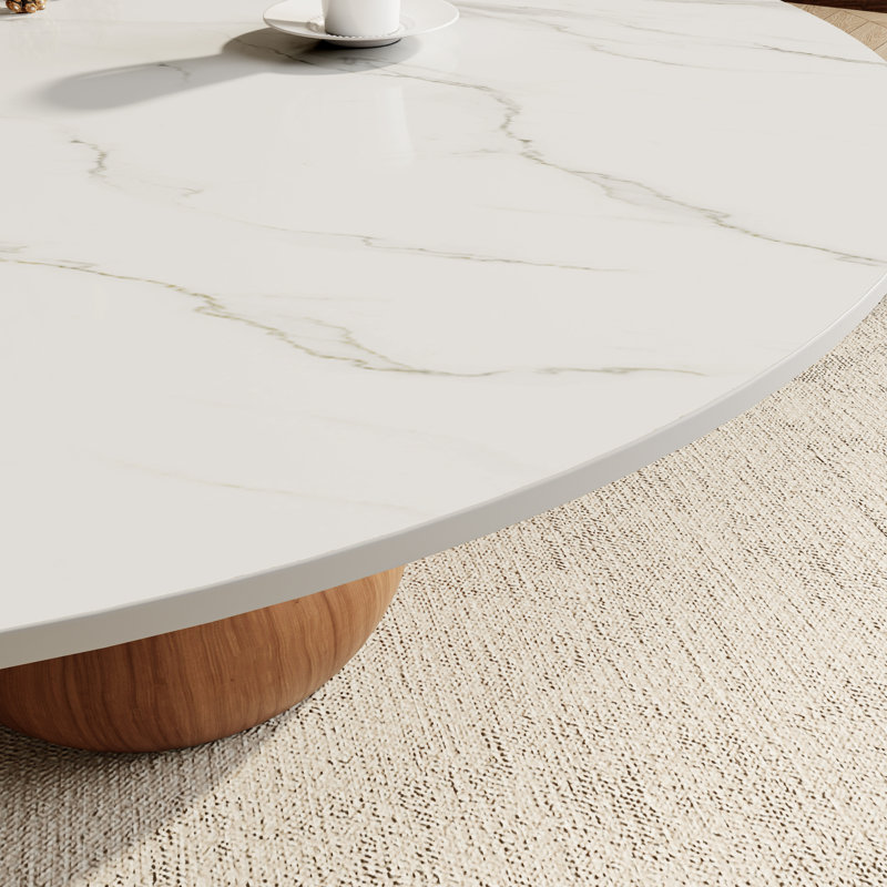 Table basse ronde moderne Gorman pour le salon et la maison, H 18,23 po x L 41,73 po x l 41,73 po, Snowy White
