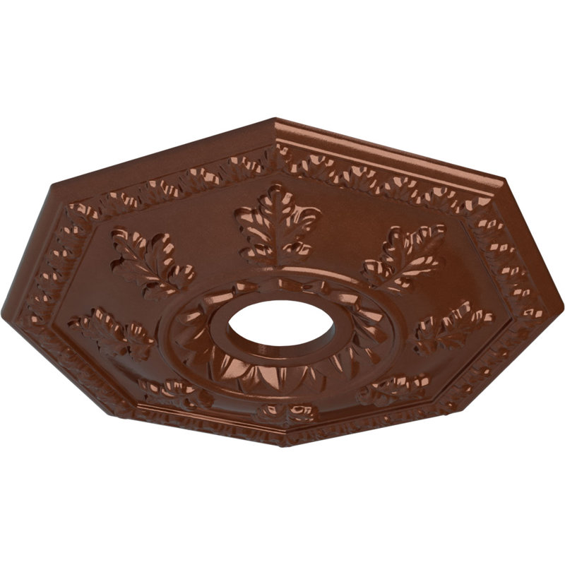 Médaillon de plafond Endurathane Crawley, l 18 po x H 18 po x P 3 1/4 po x P 1 1/2 po (convient aux auvents jusqu'à 6 3/4 po), fini cuivre poli peint à la main