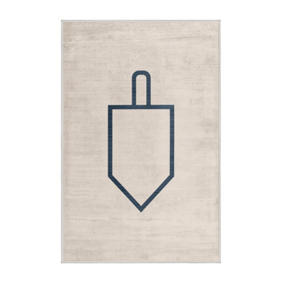 Soft Plush Feliz Hanukkah Modern & Contemporary Abstract Area Rug in Beige – White Binding