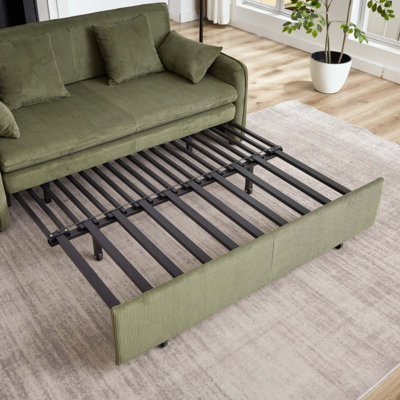 Canapé-lit Canapé-lit réglable 3 en 1 avec lit escamotable 4 coussins et poches latérales Canapé-lit convertible en velours côtelé doux pour le salon Chambre à coucher Bureau