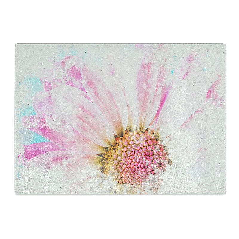 Tempered Glass Pink Daisy Flower Chopping Board, 28.5 cm x 39 cm