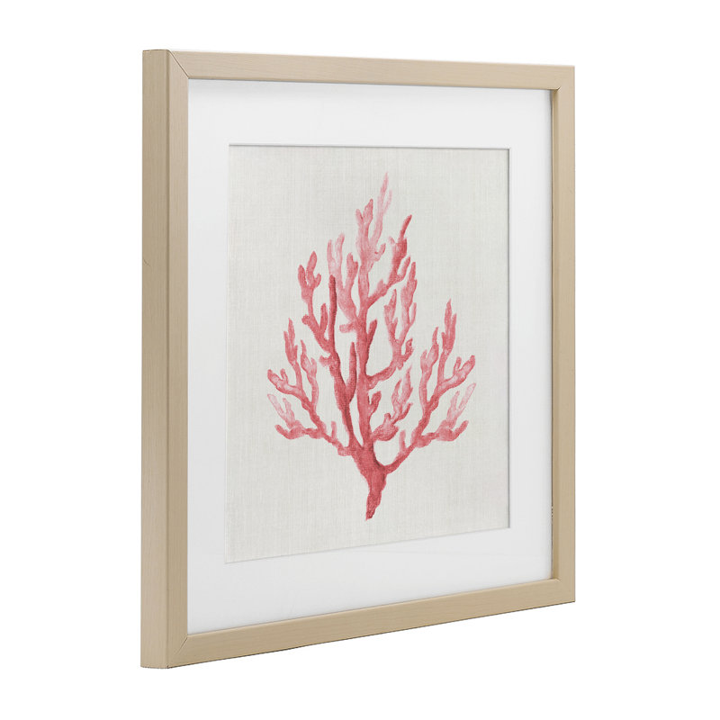 Branche de corail rose discret, impression sous verre, design par Janet Tava, H 16 po x l 16 po