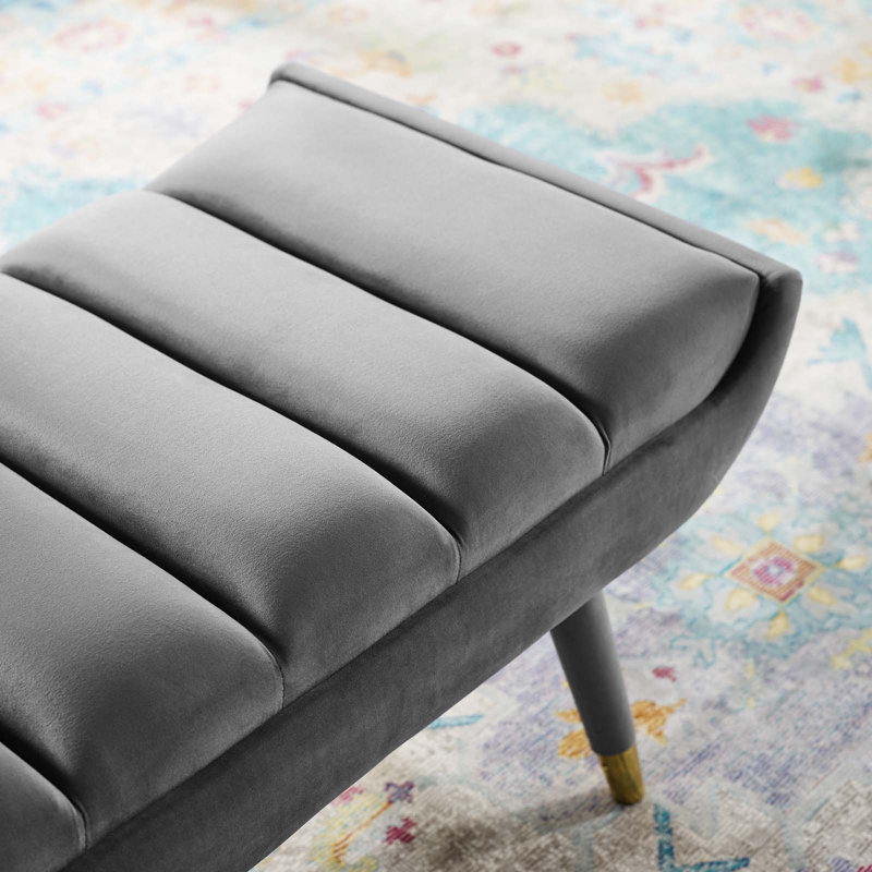 Banc d'appoint argenté en velours touffeté Byron, Gris