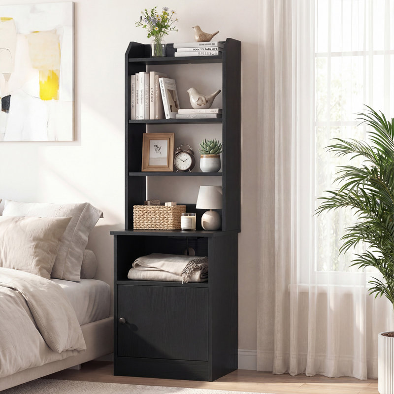 45cm W Manufactured Wood Bedside Table, Black