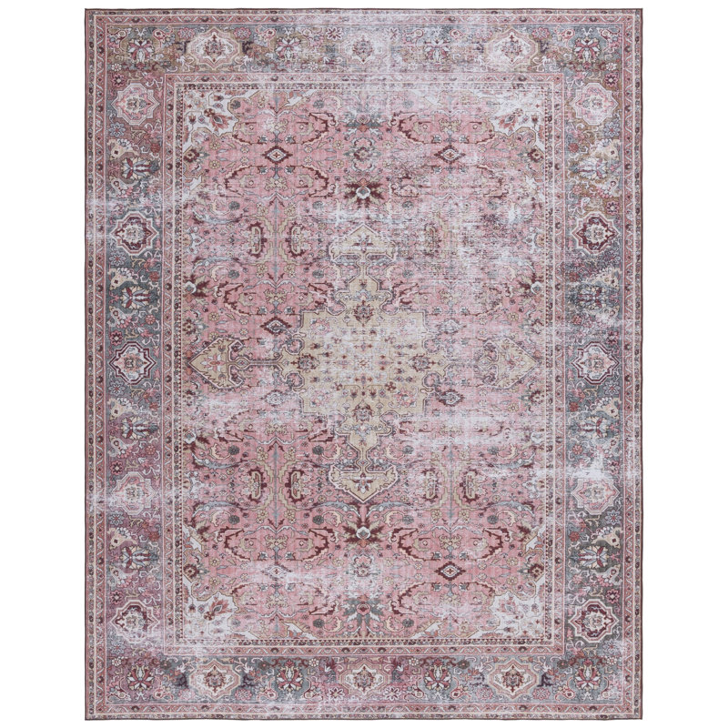 Gulick Oriental Area Rug in Pink/Beige, Rectangle 8' x 10'