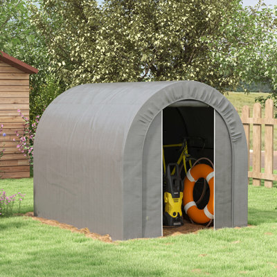 6' X 8' Garden Storage Tent, Heavy Duty Outdoor Shed, Waterproof Portable Shed Storage Shelter With Galvanized Metal Frame For Bike, Motorcycle, Garden Tools, Gray