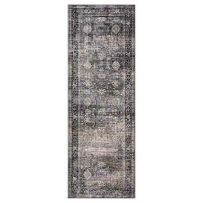 Machine Washable Rug with Rubber Backing for Living Room Oriental Non-Slip Bedroom Rug Floral Faux Wool Runner Rugs for Hallway Kitchen Entryway Laundry