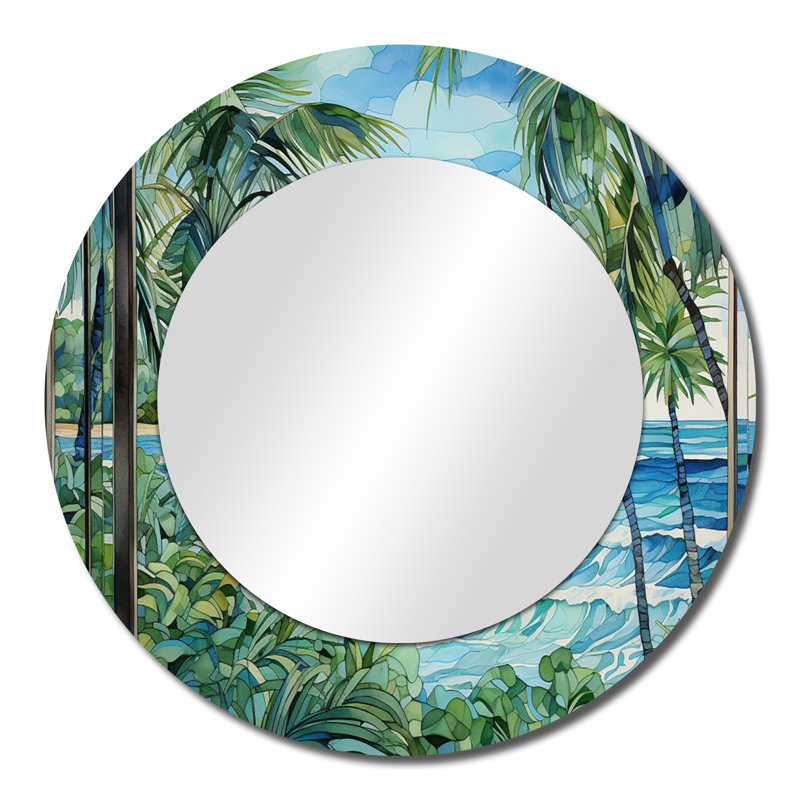 Tropical Coastal Beach Tranquility - miroir décoratif nautique, impression métallique, 23" x 23"