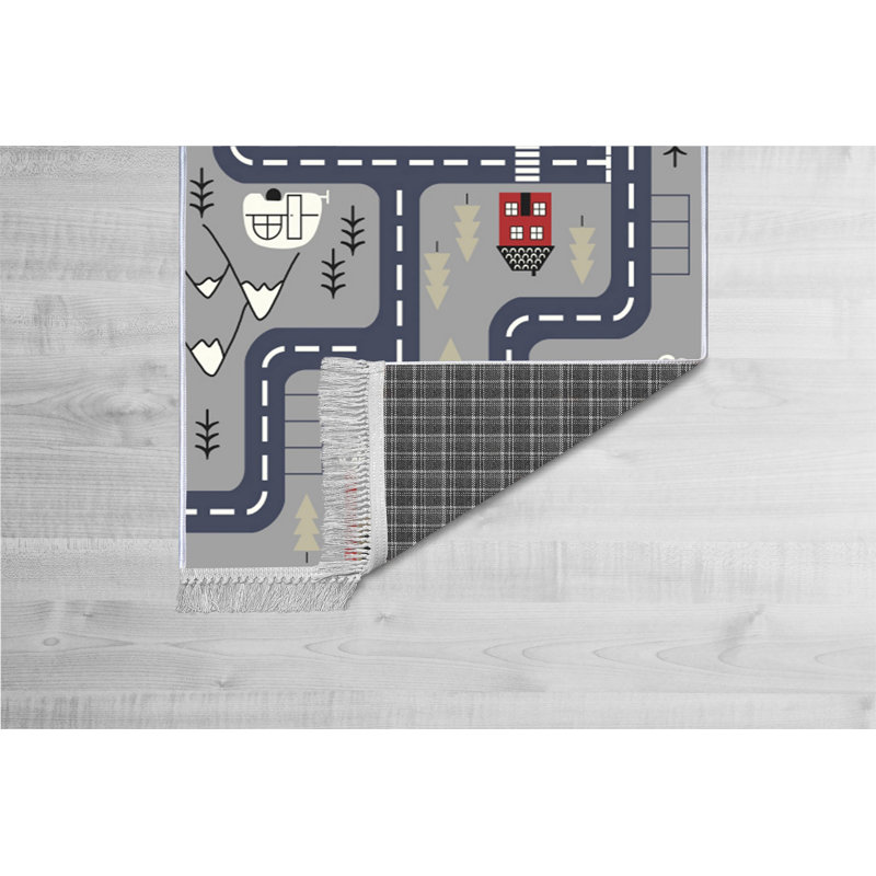 Wingert Grey/Blue/Red Rug, Rectangle 180 x 280cm