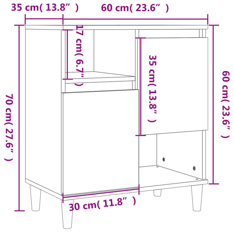 Derron 60cm Sideboard, White