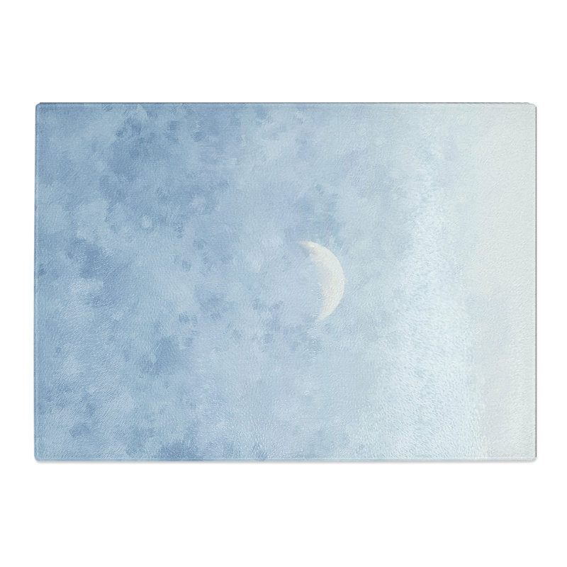 Tempered Glass Crescent Moon in a Blue Sky Chopping Board, 28.5 cm x 39 cm