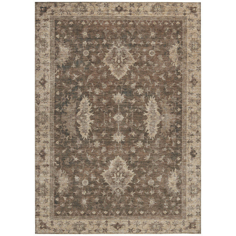 Machine Washable Indoor/Outdoor Xhevrie Brown Rug, Rectangle 10' x 14'