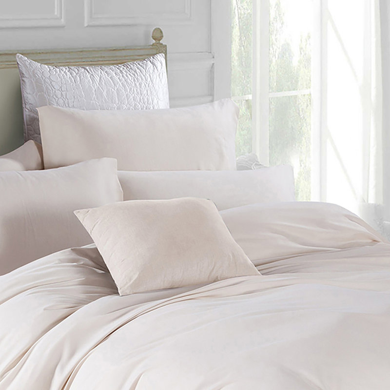 Marnisha Microfiber Duvet Cover Set with Pillowcases Included, Double Duvet Cover Set +2 Pieces Included, Cream