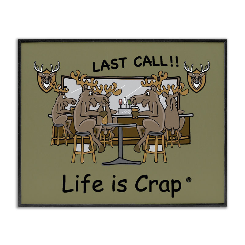 «Last Call at Bar Giclee» par LIC, Cadre noir, H 16 po x l 20 po