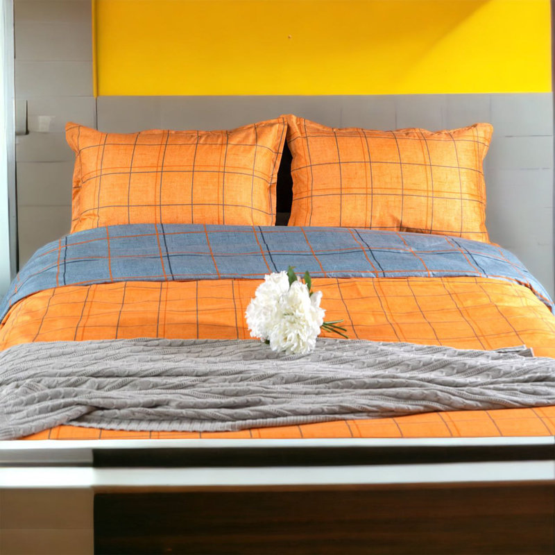 Polyester Satin Plaid Duvet Cover