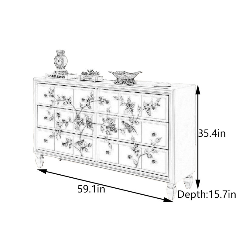 Hand-Painted Entryway  Cabinet